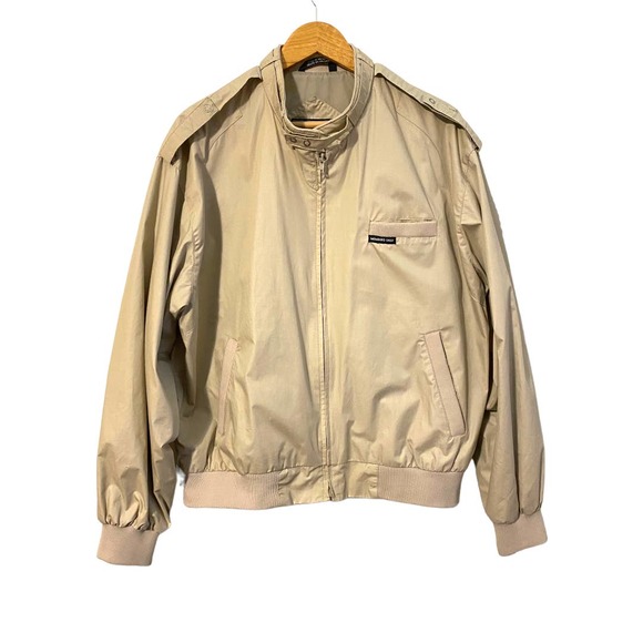 Members Only Other - Vintage Members Only tan beige 80s 90s Classic Large Bomber Full Zip